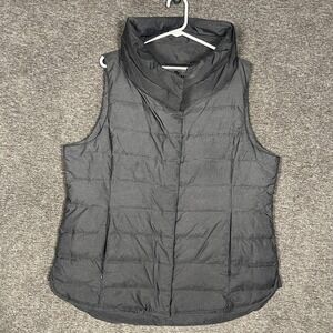 Eileen Fisher Vest Womens XL Gray Quilted Down Puffer Funnel Neck Lightweight